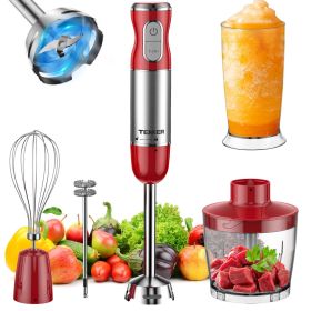 HB-2016A 5-in-1 Hand Immersion Blender, 30 Speeds Handheld Blender, Copper Motor Stainless Steel Blade Stick Blender,600ml Mixing Beaker