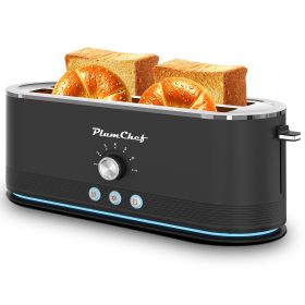 4-Slice Toaster, 7 Browning Settings, Defrost/Reheat Functions, Removable Crumb Tray, Full body Stainless Steel Housing, Anti-Fingerprint, Anti-J (Color: Black)